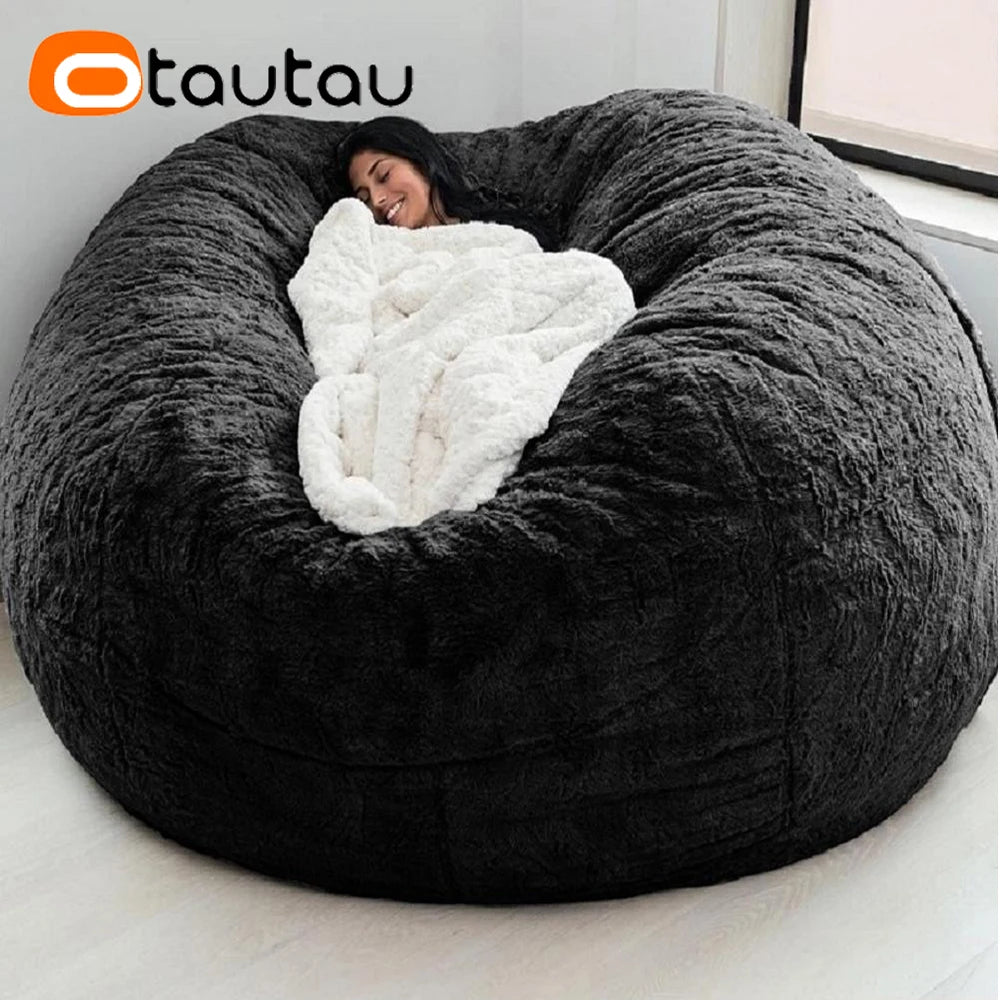 Giant Fluffy Faux Fur Pouf