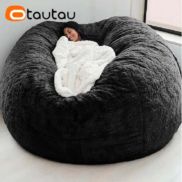 Giant Fluffy Faux Fur Pouf