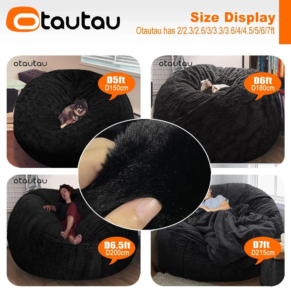 Giant Fluffy Faux Fur Pouf